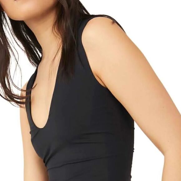 NWT Free People Black S Sleeveless Tank Nylon Second Skin Cami Seamless Sleek - Picture 4 of 6